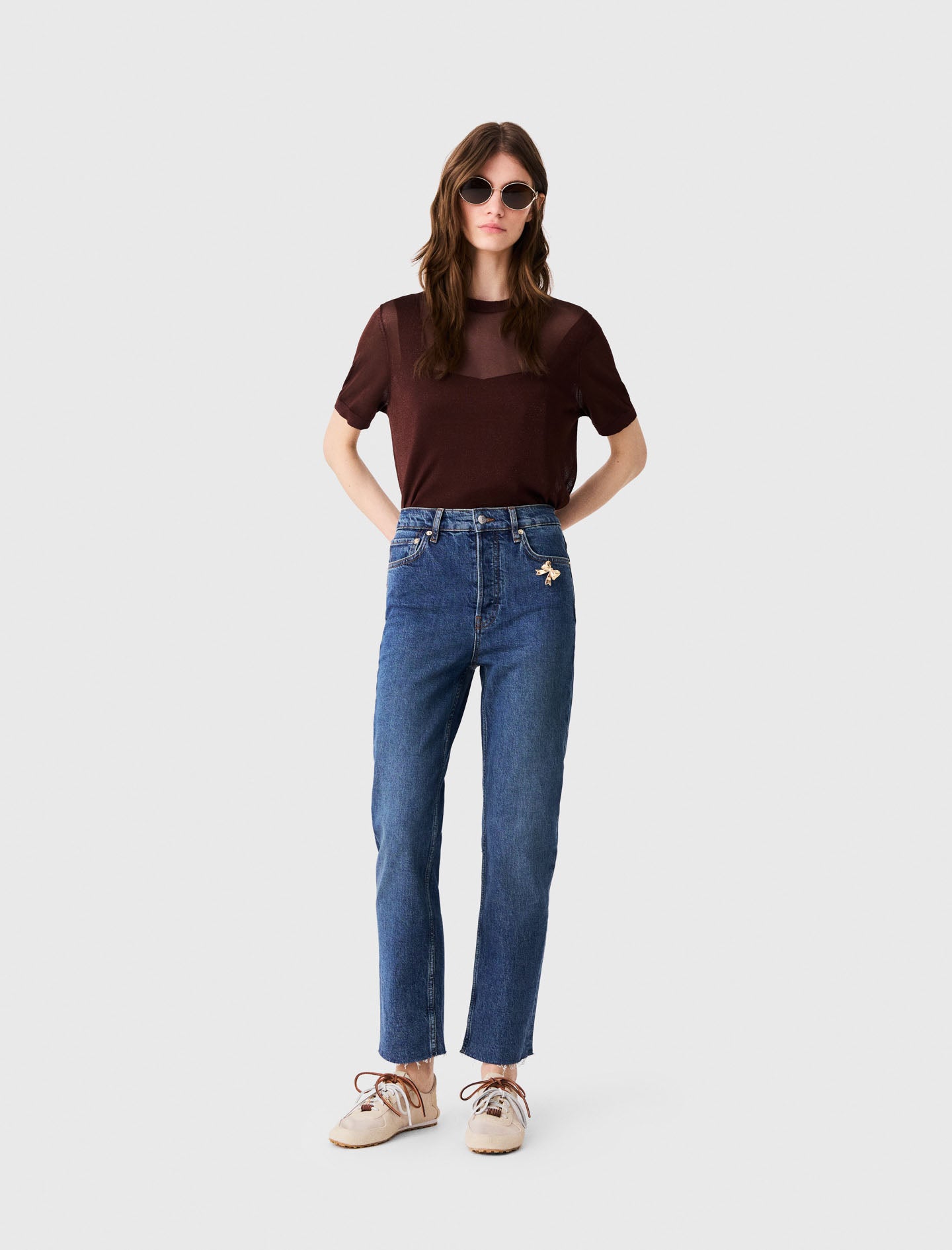 Skinny jeans with brooch Blue