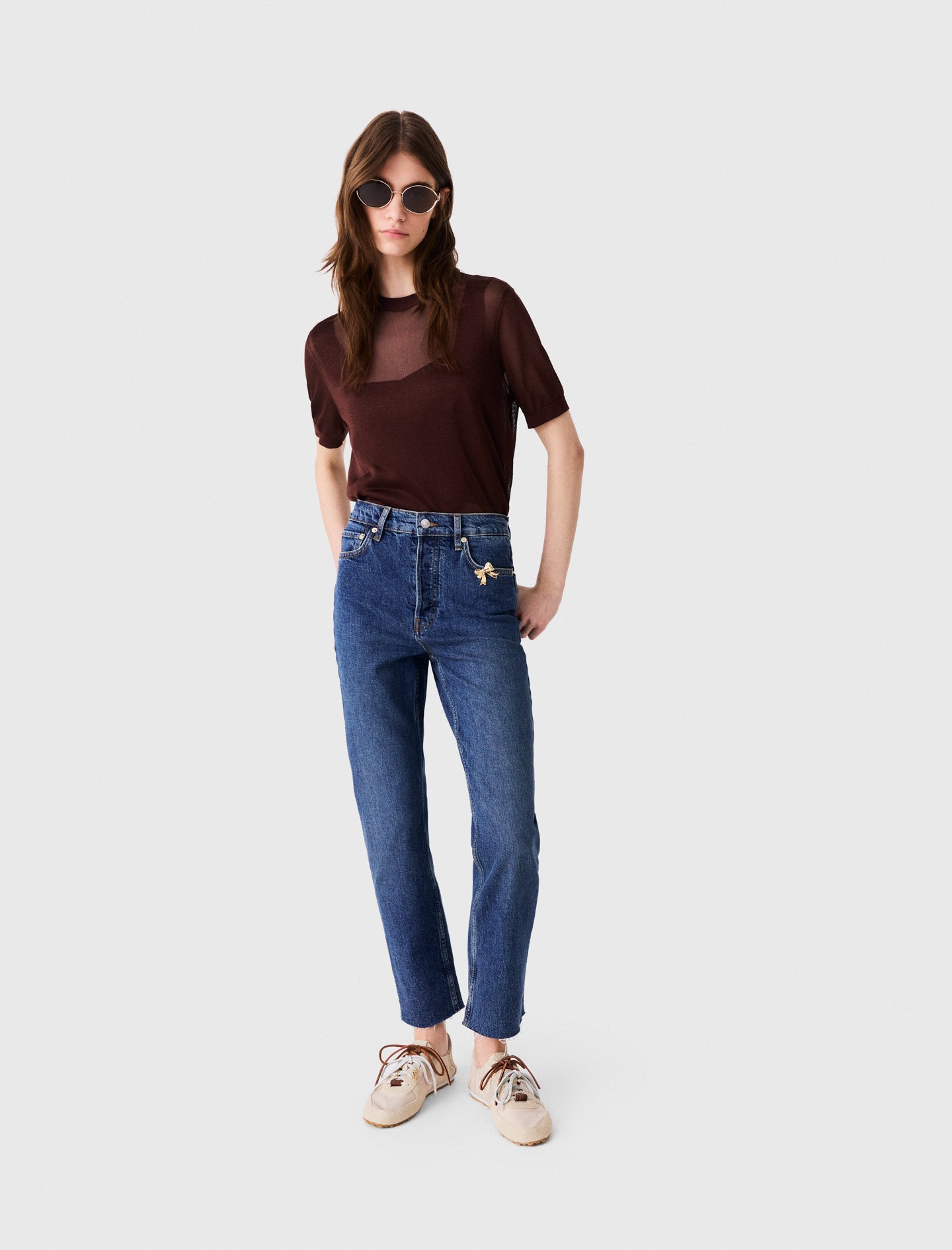 Skinny jeans with brooch Blue