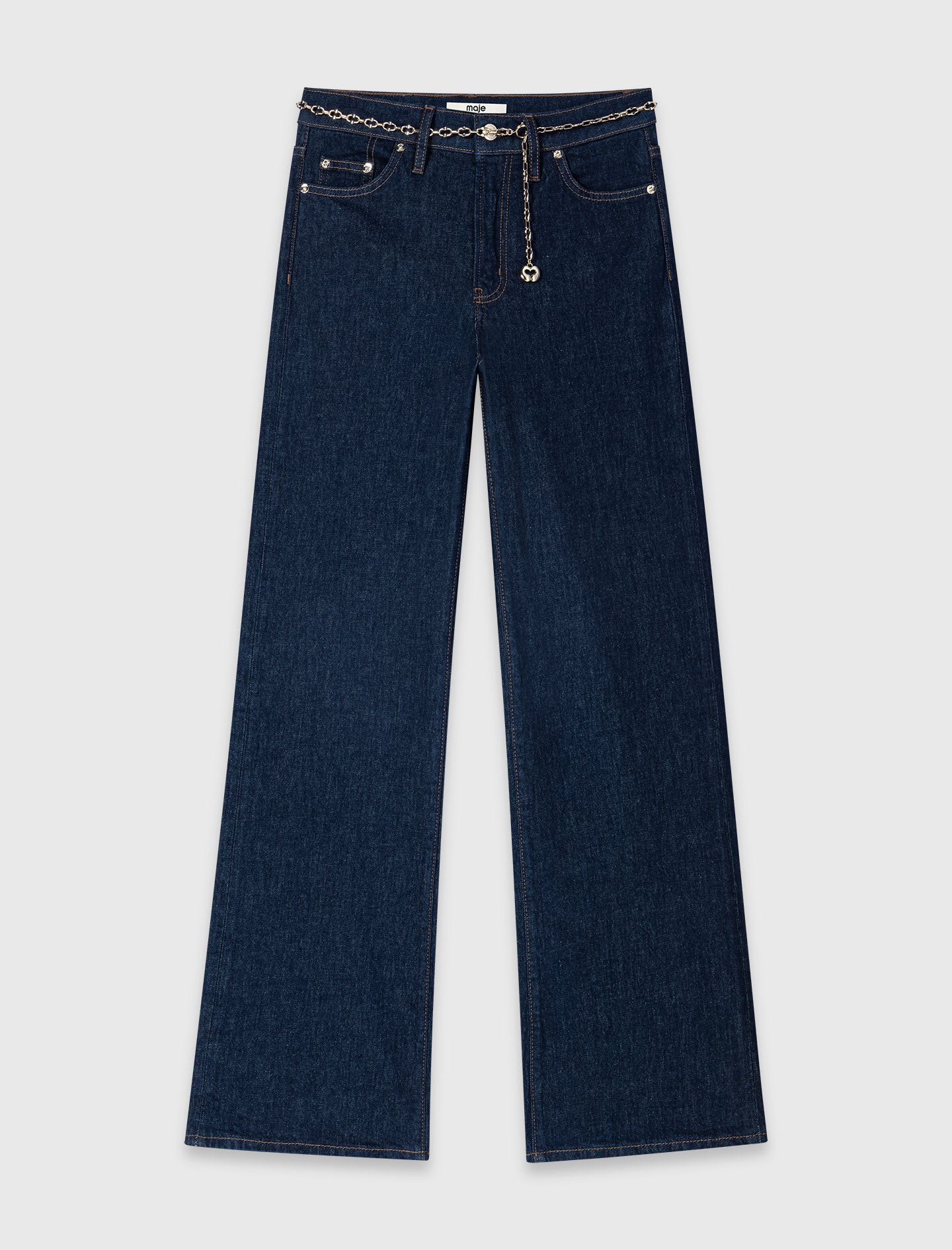 Wide-leg jeans with chain-link belt Navy