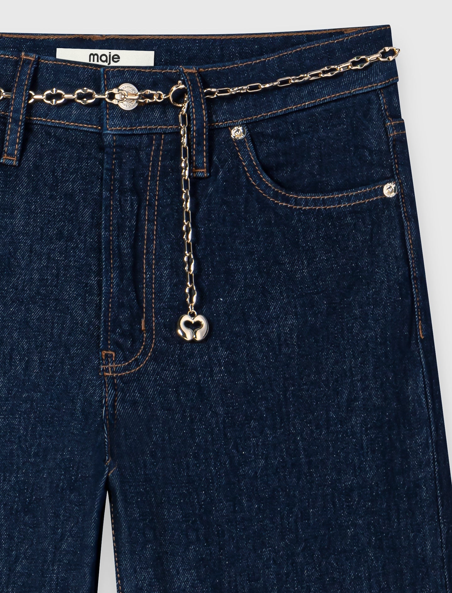 Wide-leg jeans with chain-link belt Navy