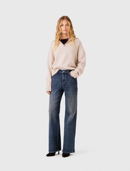 Wide-leg jeans with rhinestones Blue