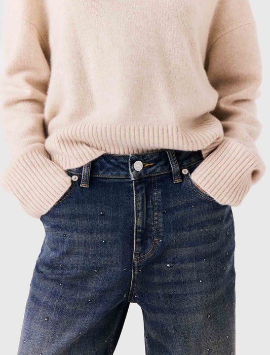 Wide-leg jeans with rhinestones Blue