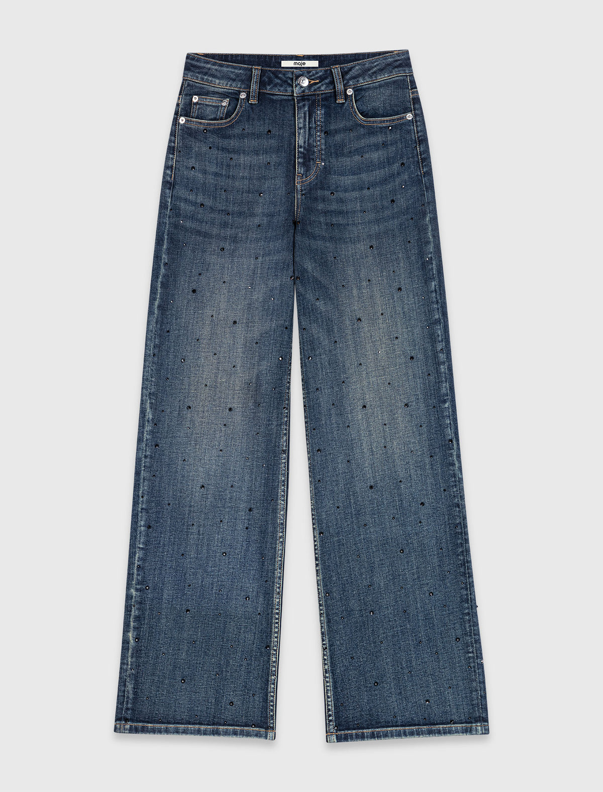 Wide-leg jeans with rhinestones Blue