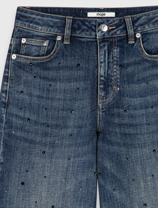 Wide-leg jeans with rhinestones Blue