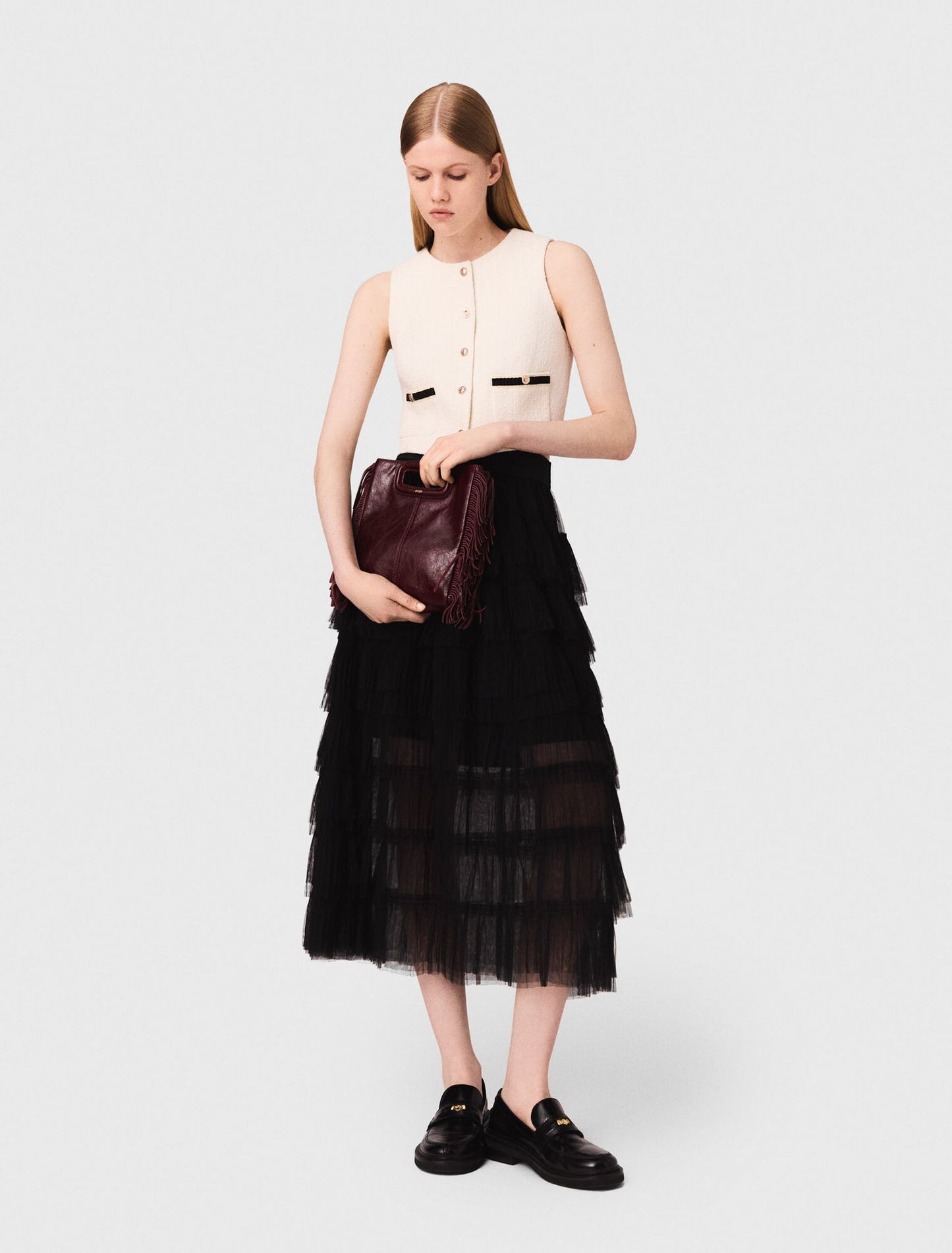 Tulle midi skirt Black