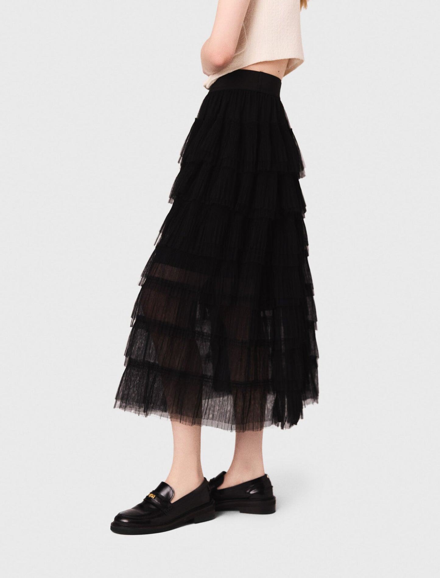 Tulle midi skirt Black