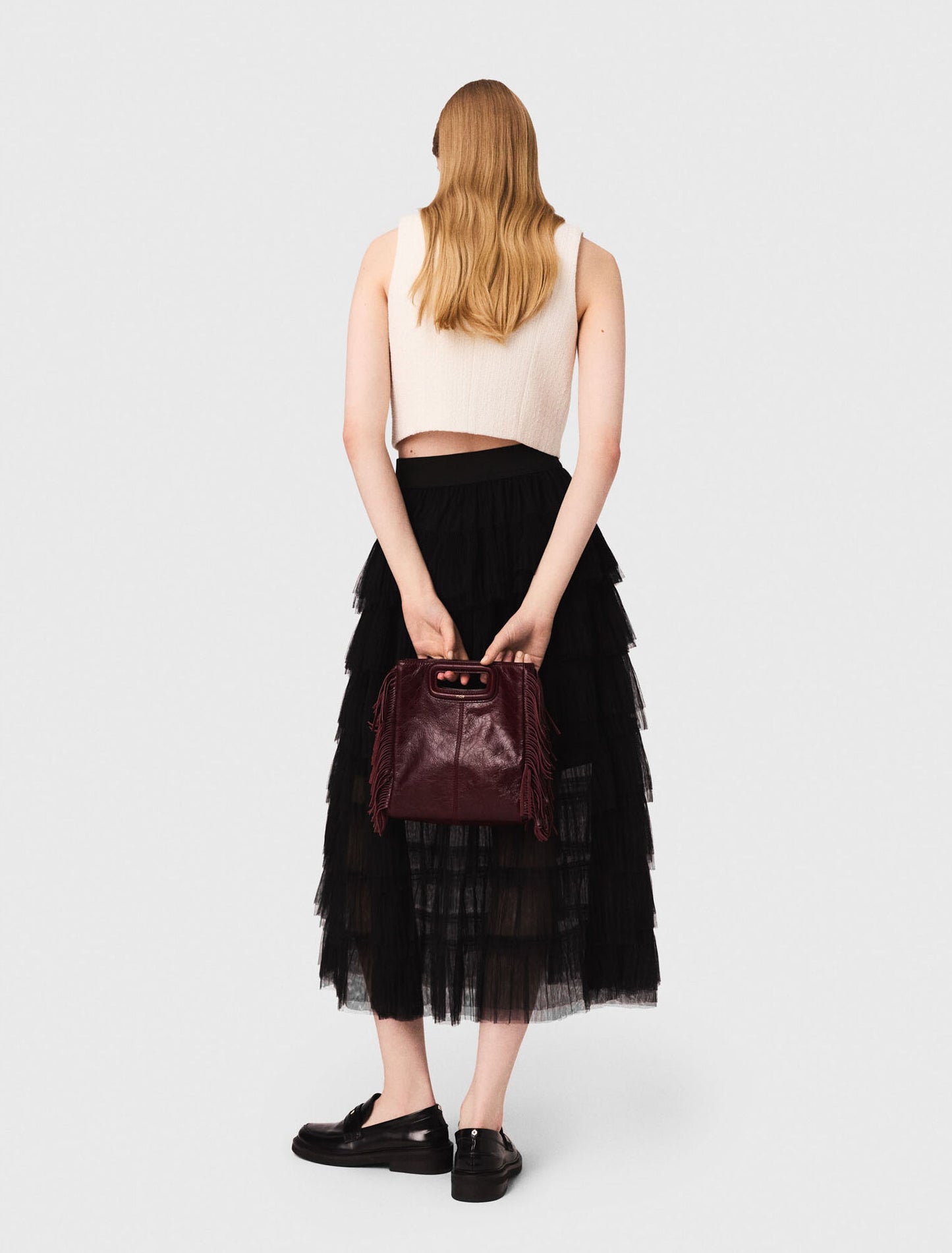 Tulle midi skirt Black