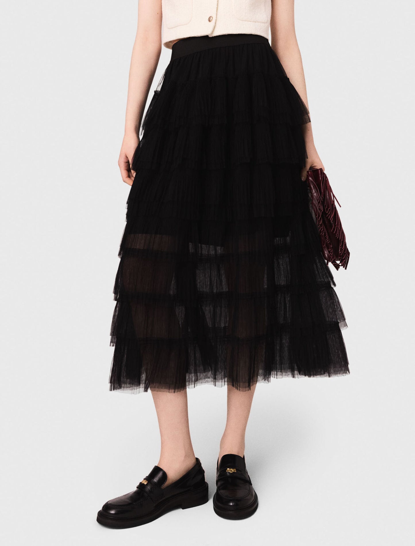Tulle midi skirt Black