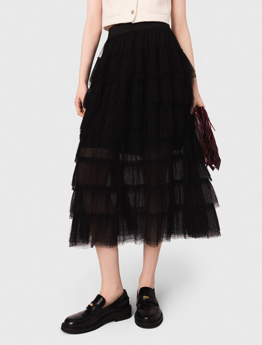 Tulle Midi Skirt BLACK