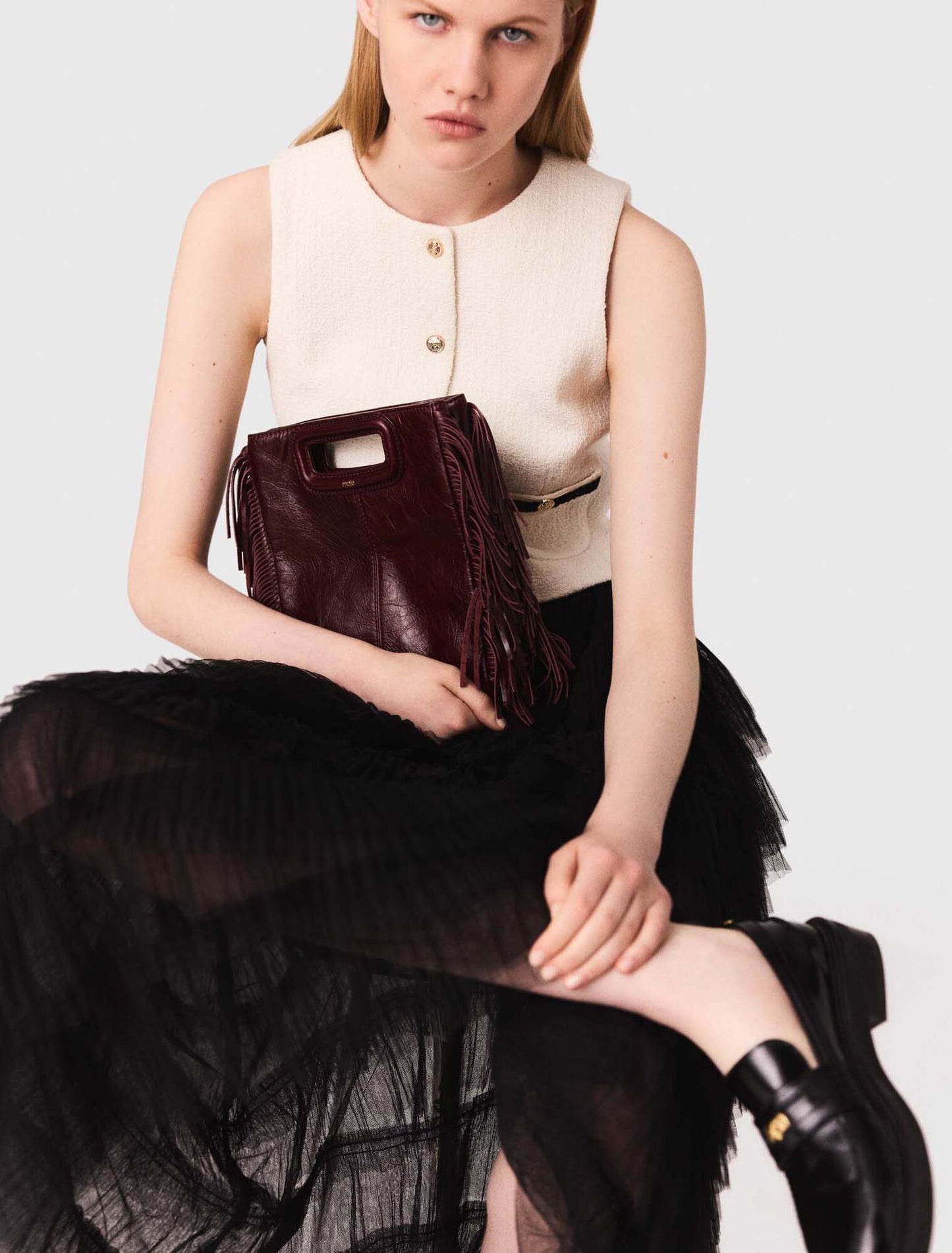 Tulle midi skirt Black