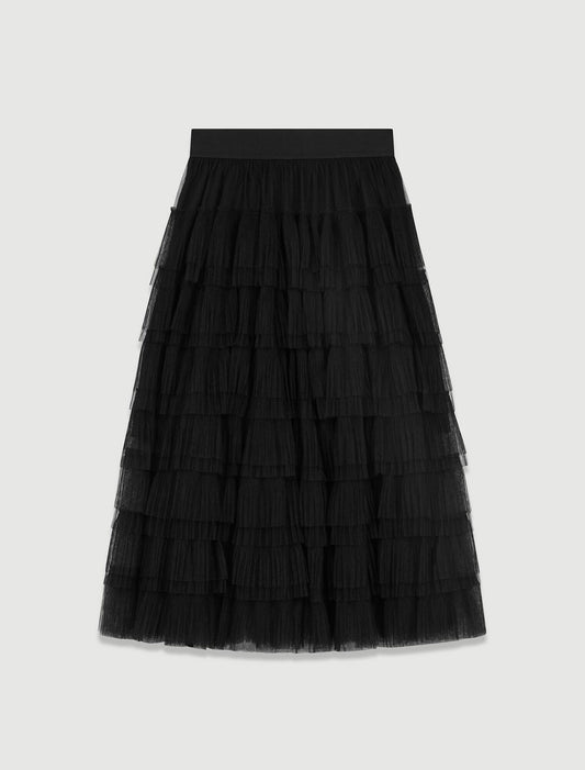 Tulle Midi Skirt BLACK