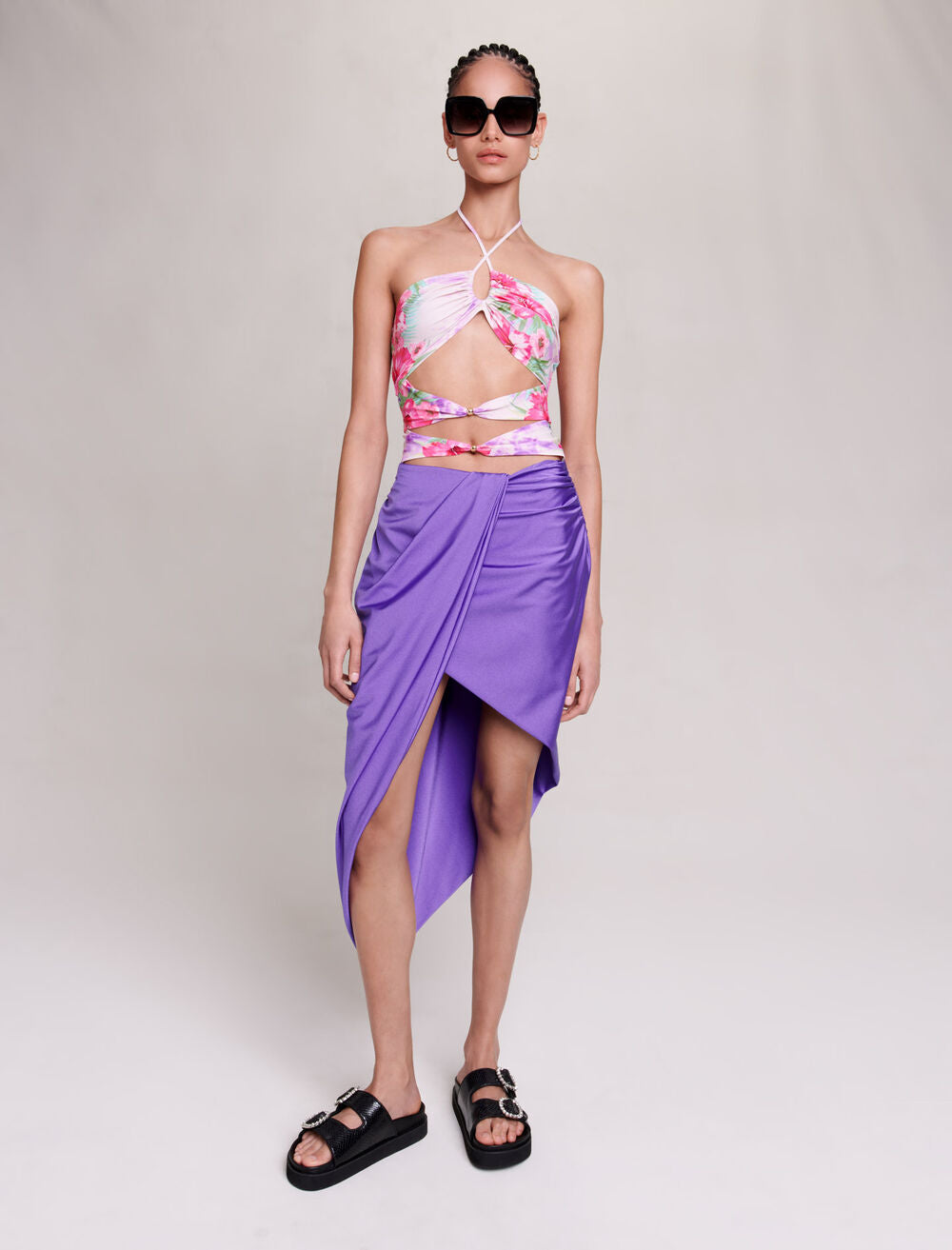Purple featured ASYMMETRICAL SKIRT