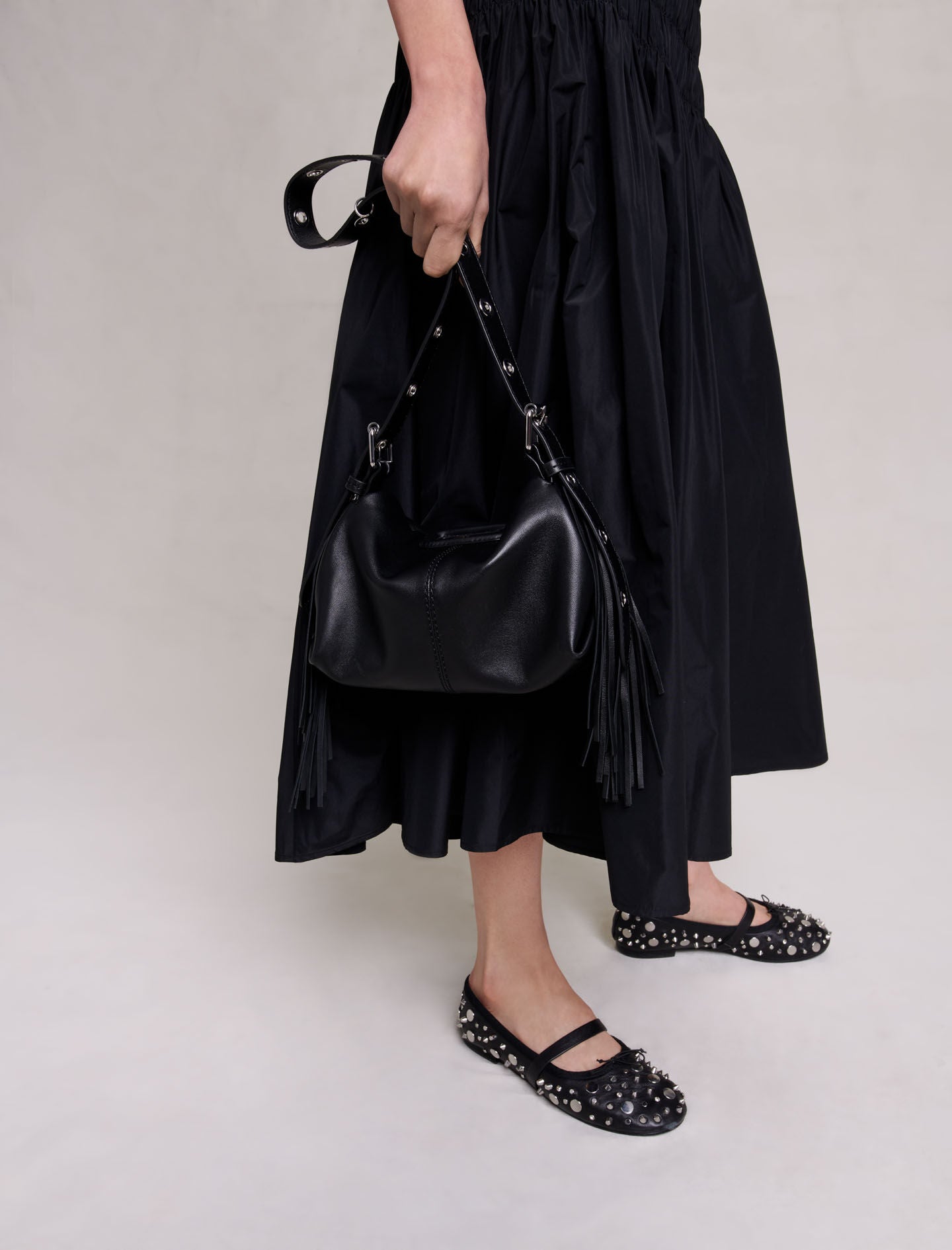 Black  -smocked maxi skirt