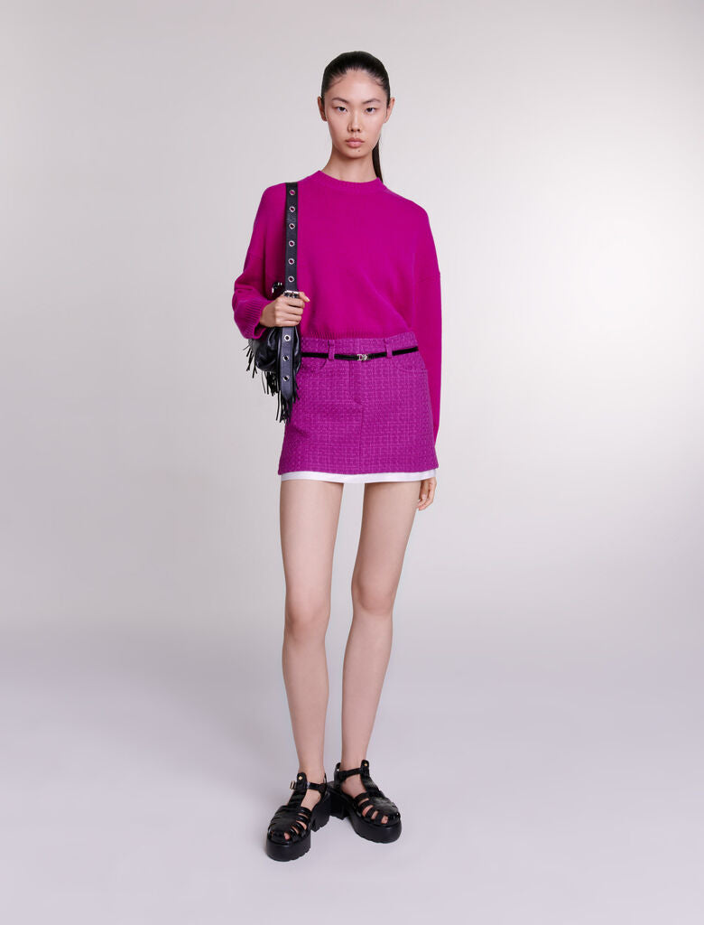 Fuchsia Pink featured  Tweed mini skirt