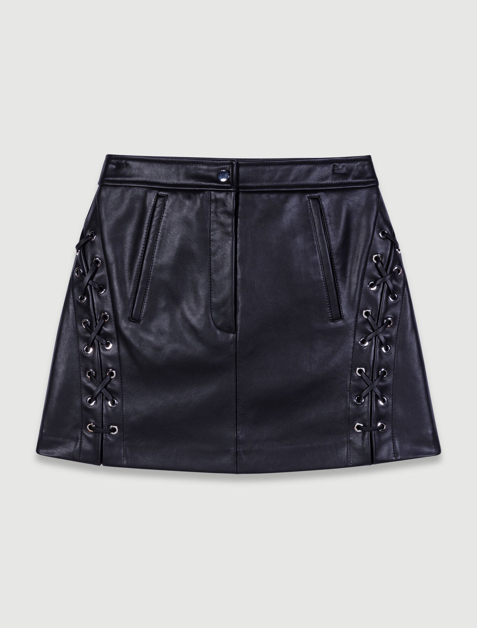 Black-Short leather skirt