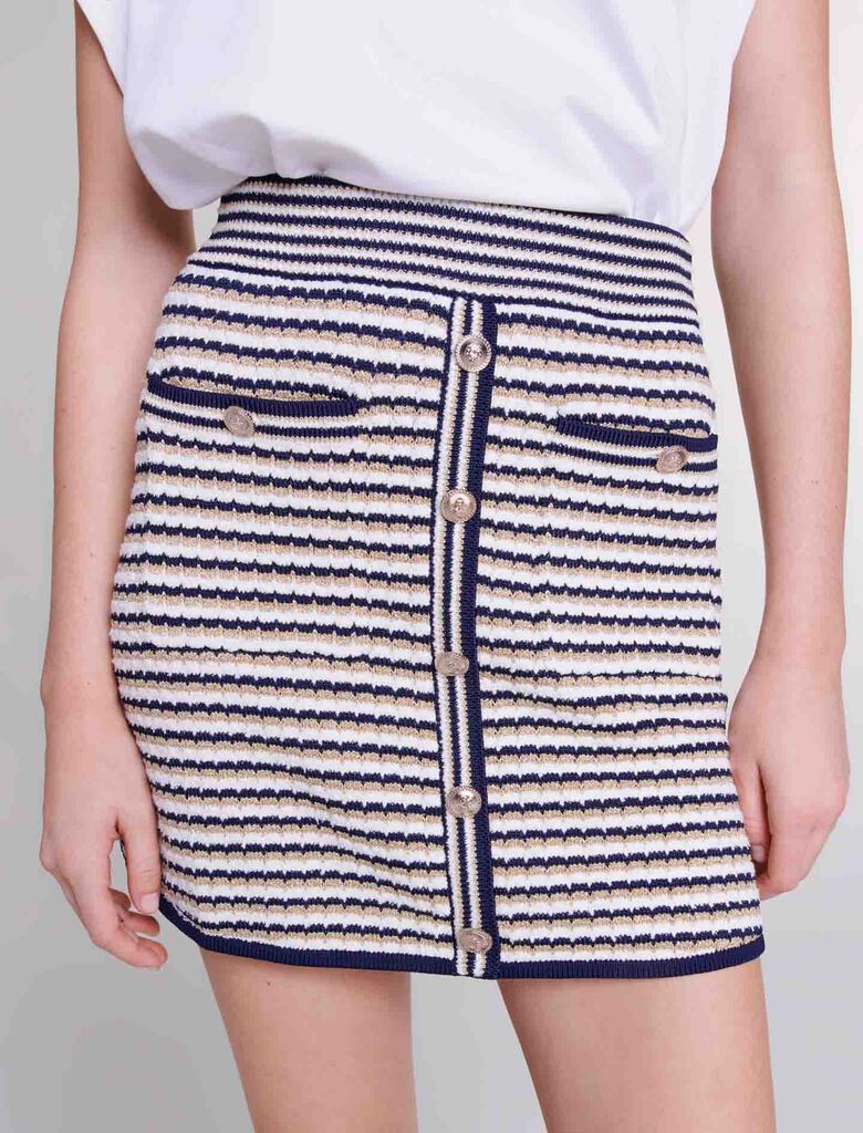 Navy / Gold-Knit Mini Skirt