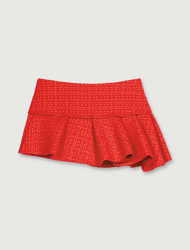 Red-Asymmetrical tweed miniskirt