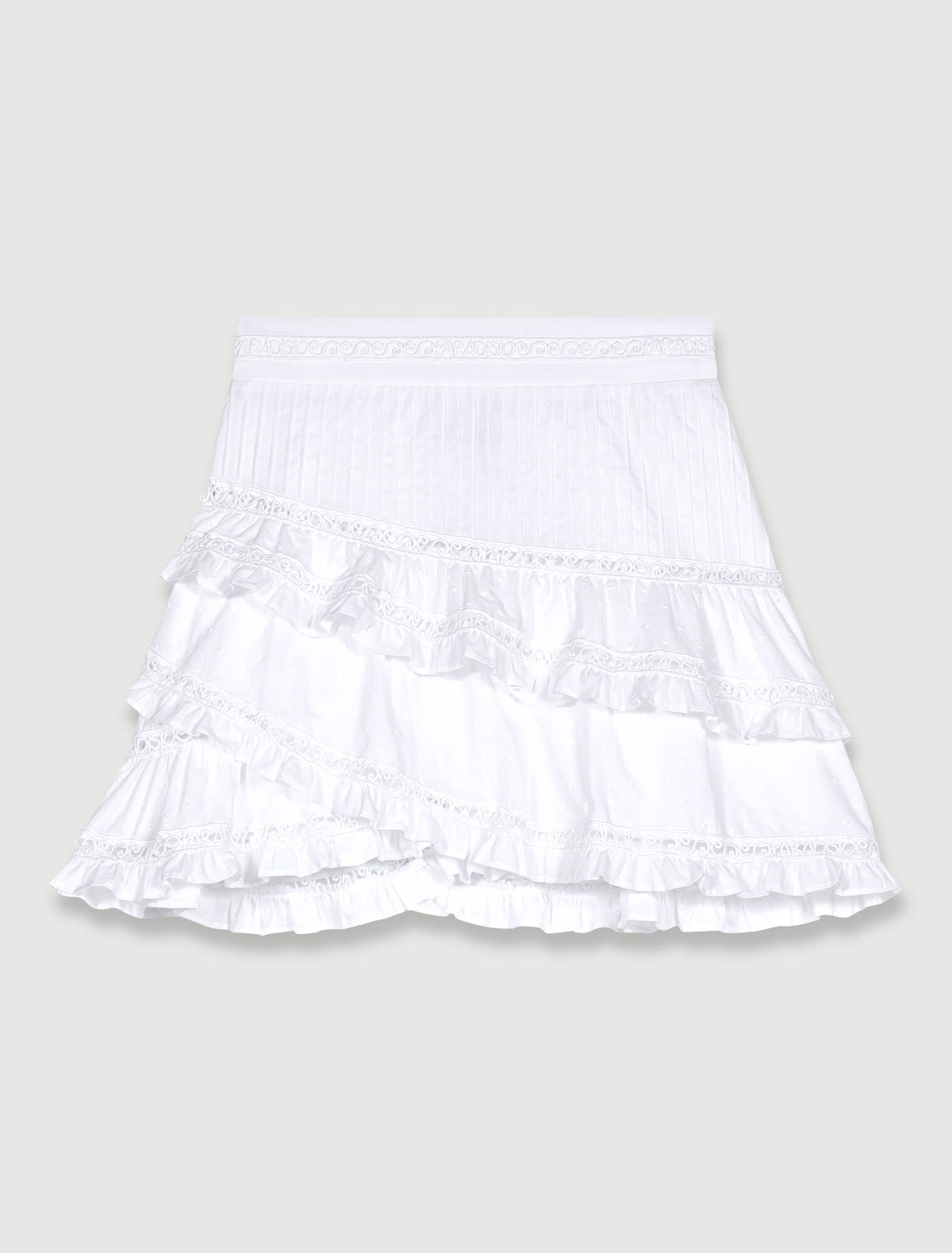 White Short embroidered skirt