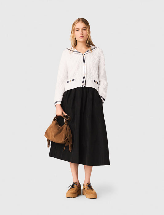 Long skirt with contrast waistband Black
