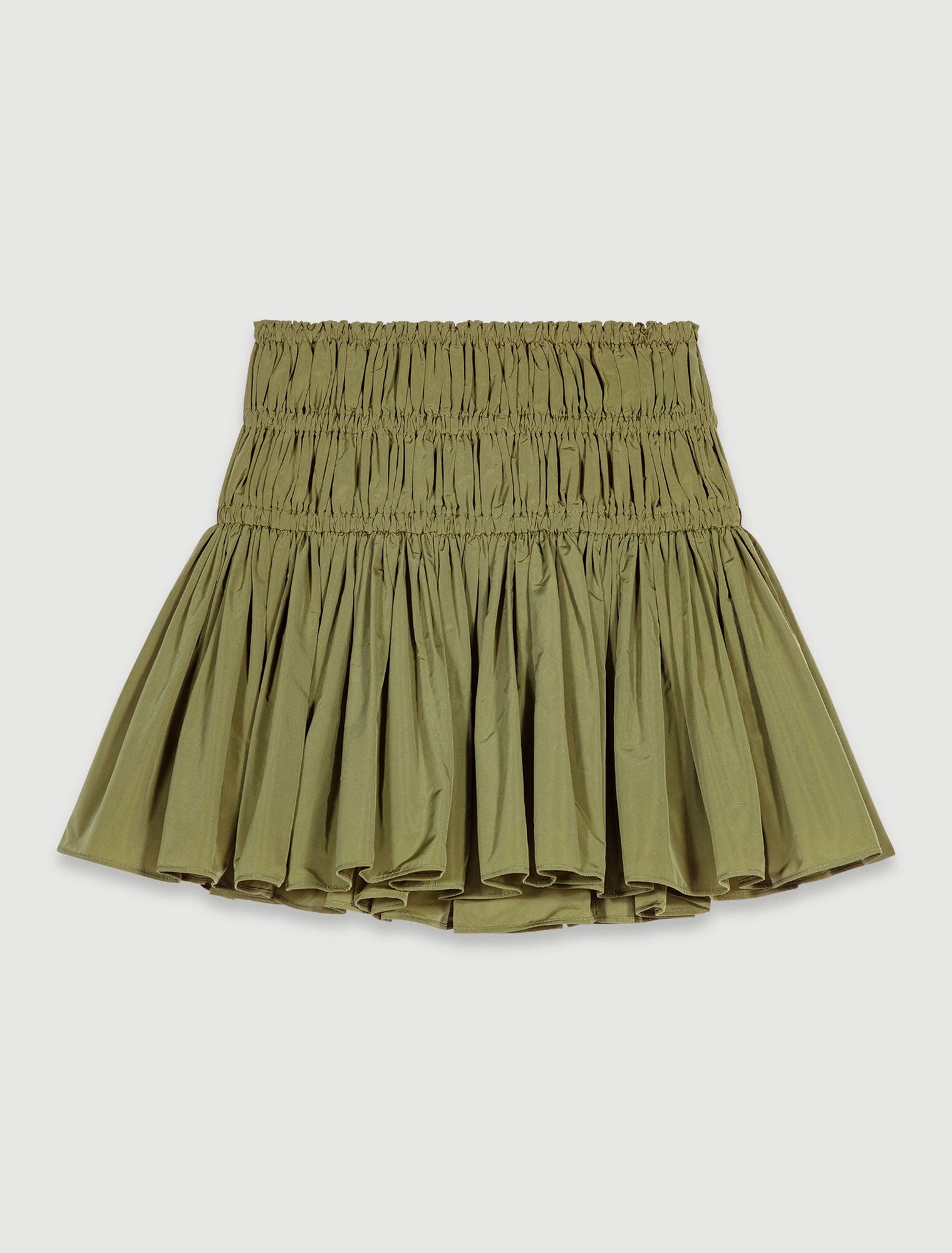 Khaki  -Short taffeta mini-skirt
