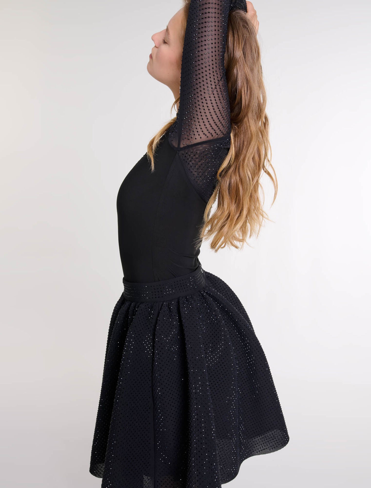 Black-Short Full Rhinestone Skirt