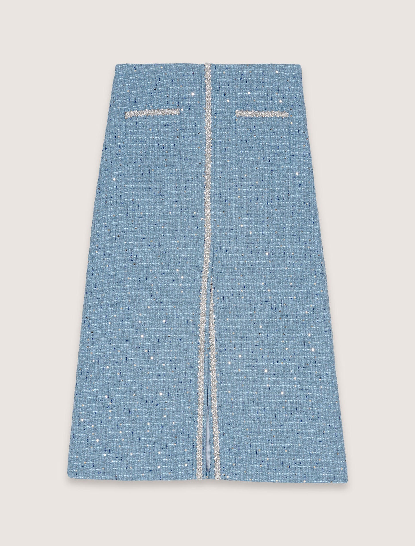 Blue Sequin tweed midi skirt