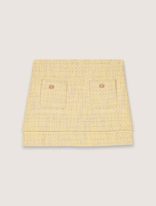 Yellow-Tweed mini skirt
