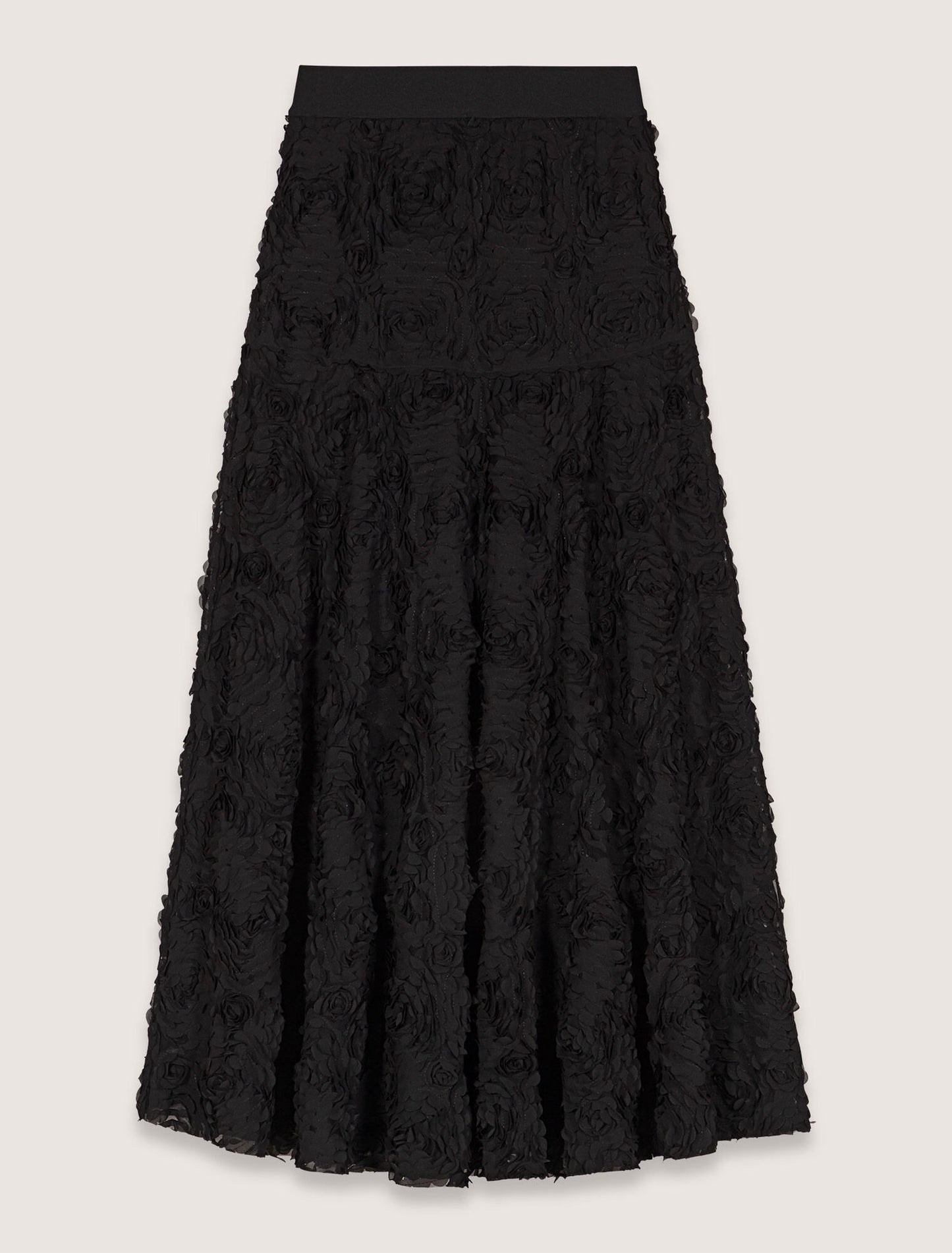 Long embroidered skirt Black