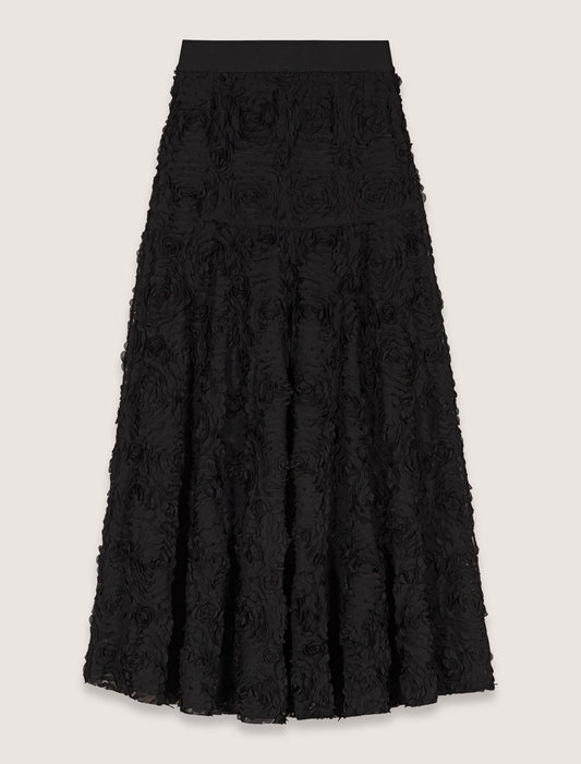 Long Embroidered Skirt BLACK