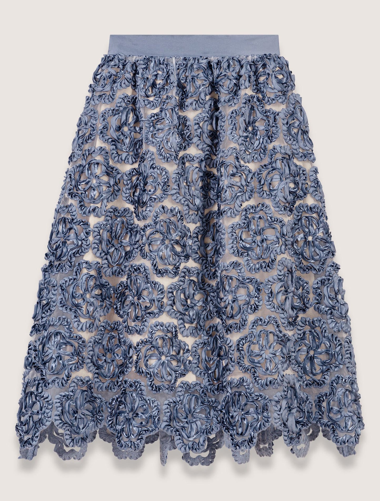 Blue-Floral organza maxi skirt