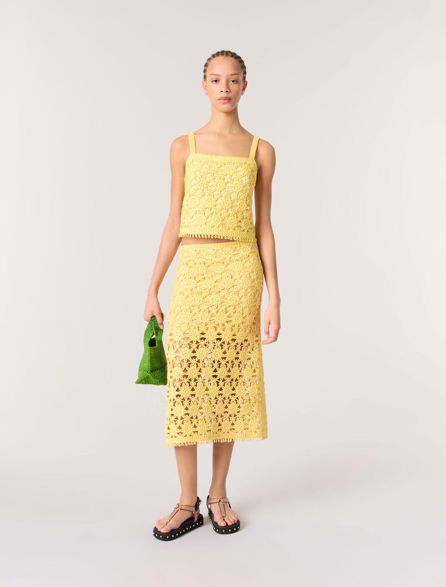 Yellow banana-featured-Long crochet skirt