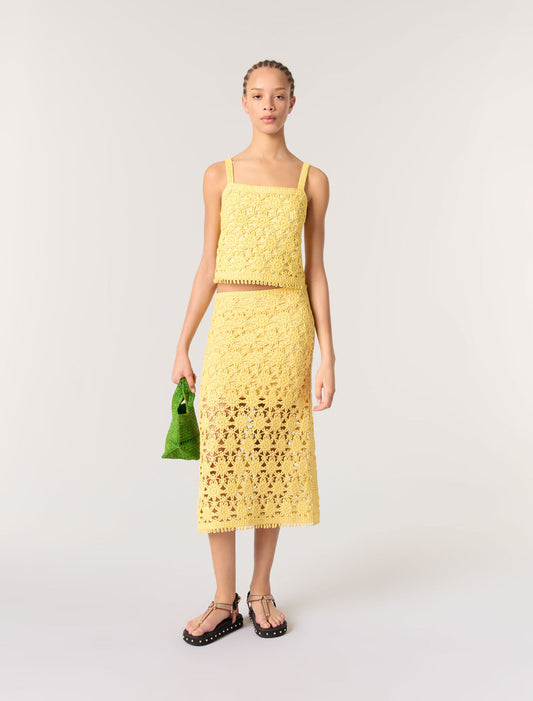 Yellow banana-featured-Long crochet skirt