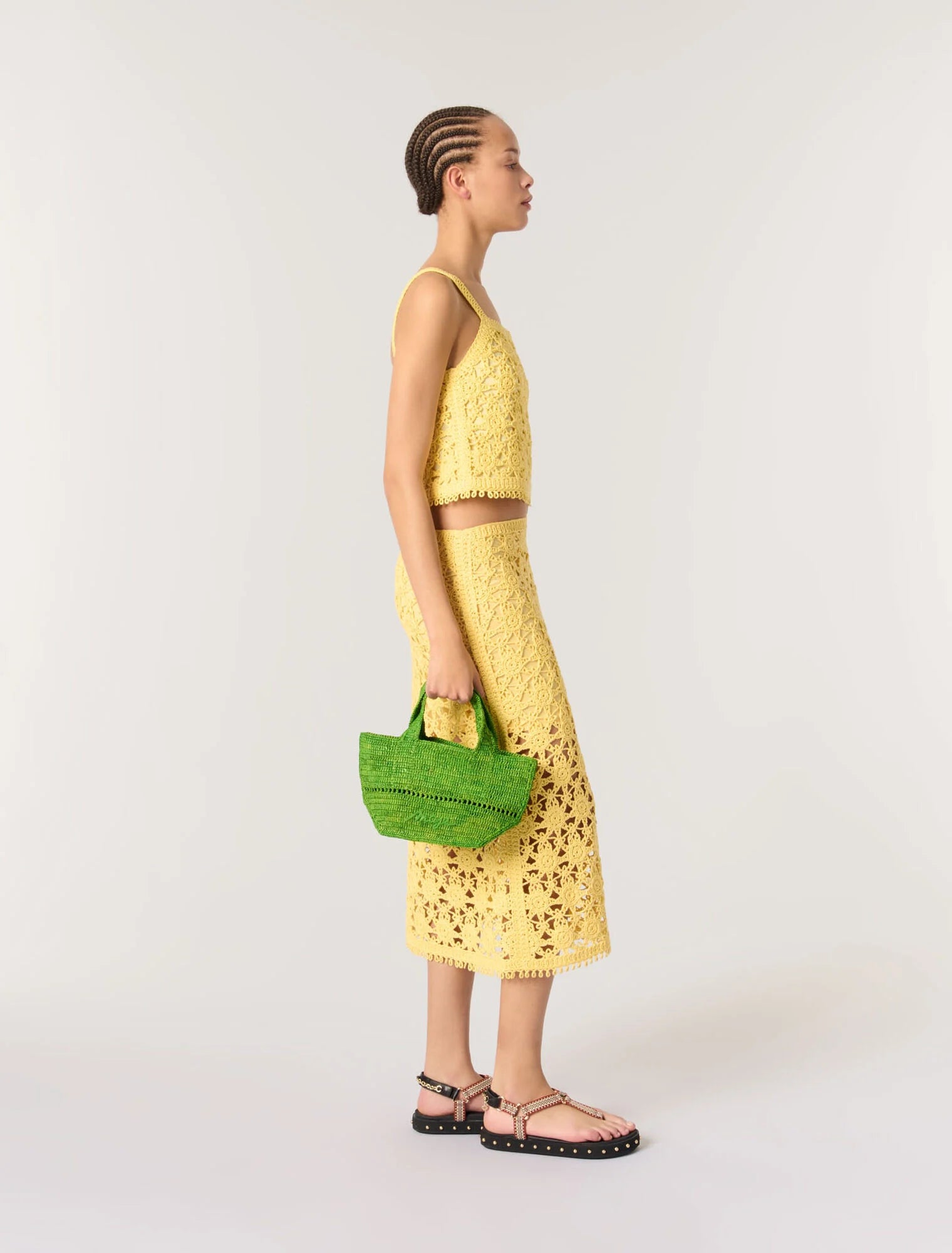 Yellow banana-Long crochet skirt