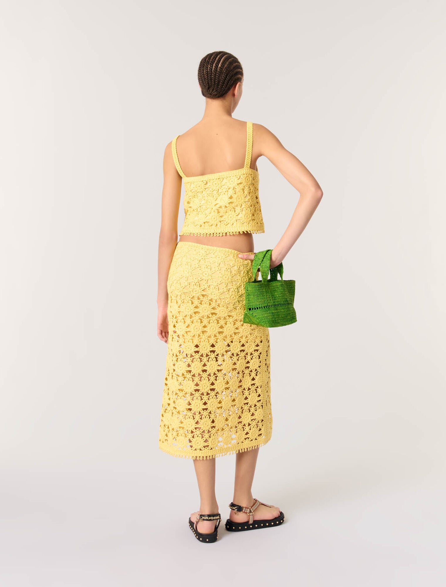 Yellow banana-Long crochet skirt