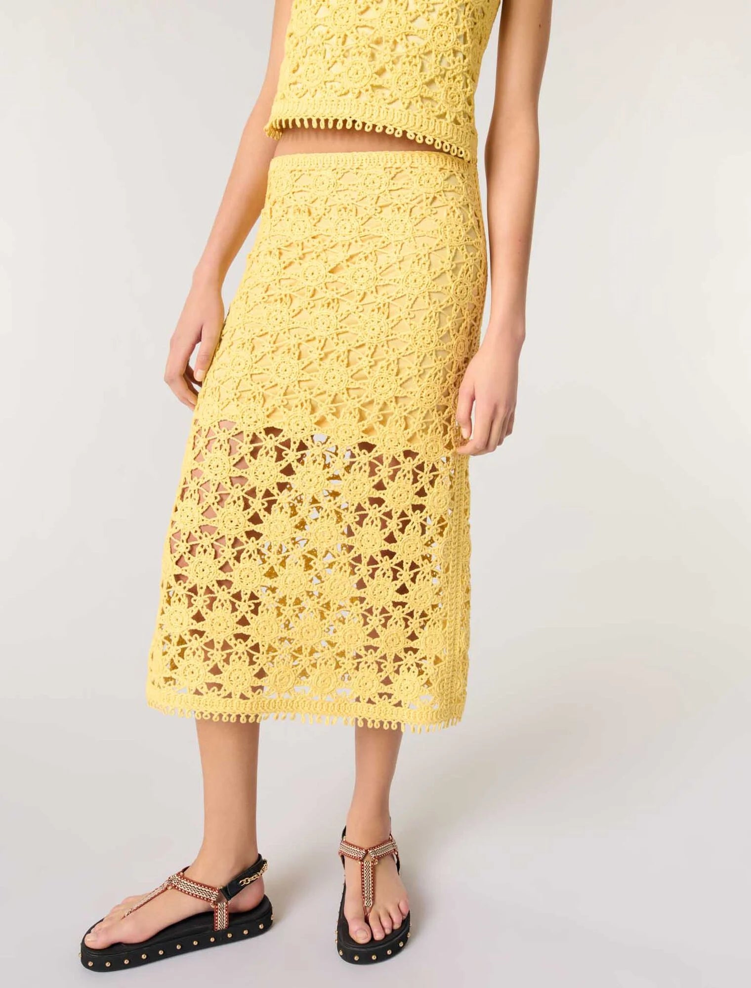 Yellow banana-Long crochet skirt