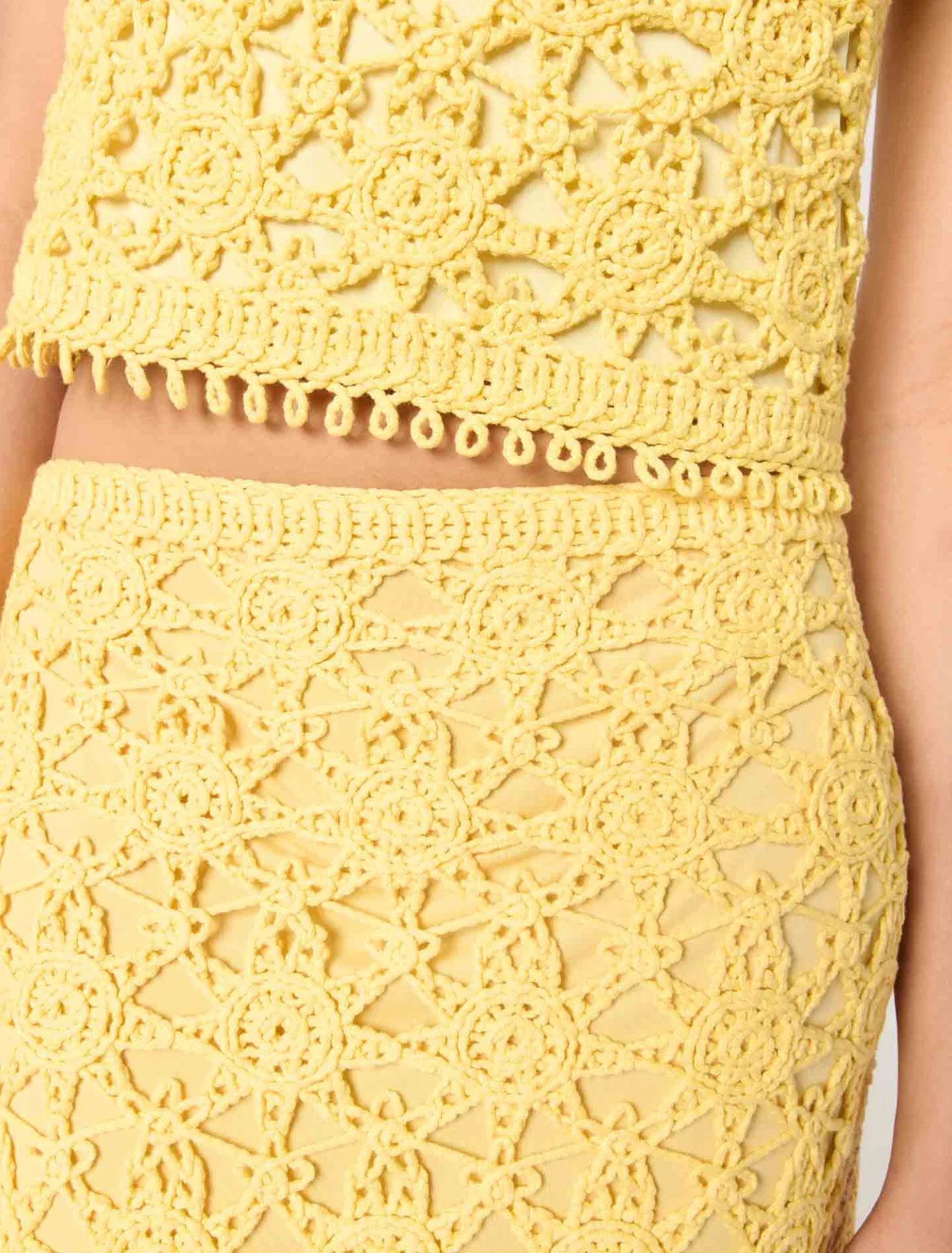 Yellow banana-Long crochet skirt