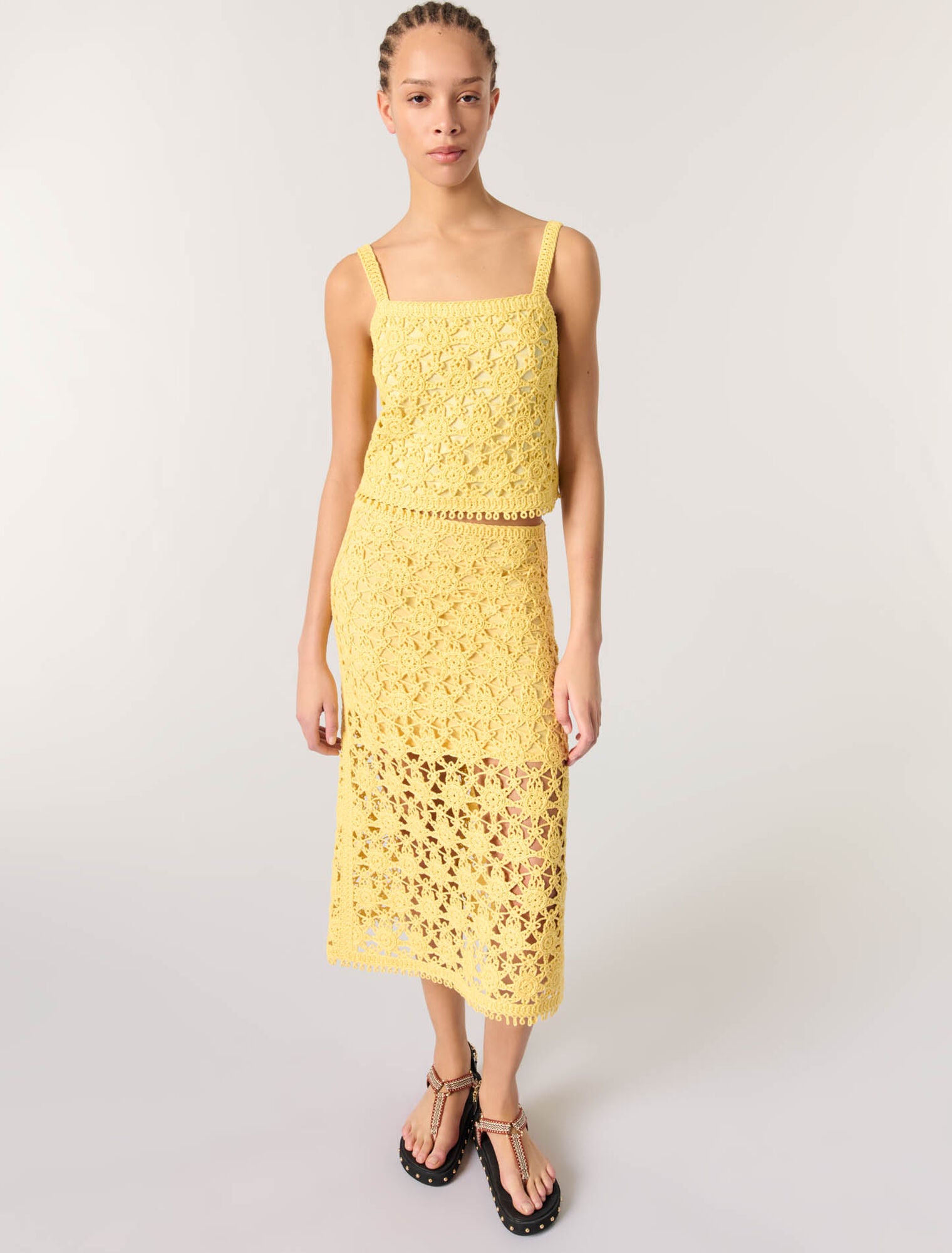Yellow banana-Long crochet skirt