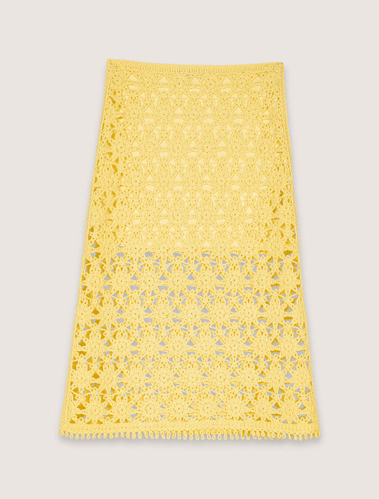 Yellow banana-Long crochet skirt