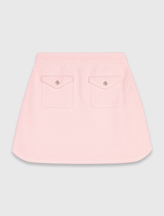 Short topstitched knit skirt