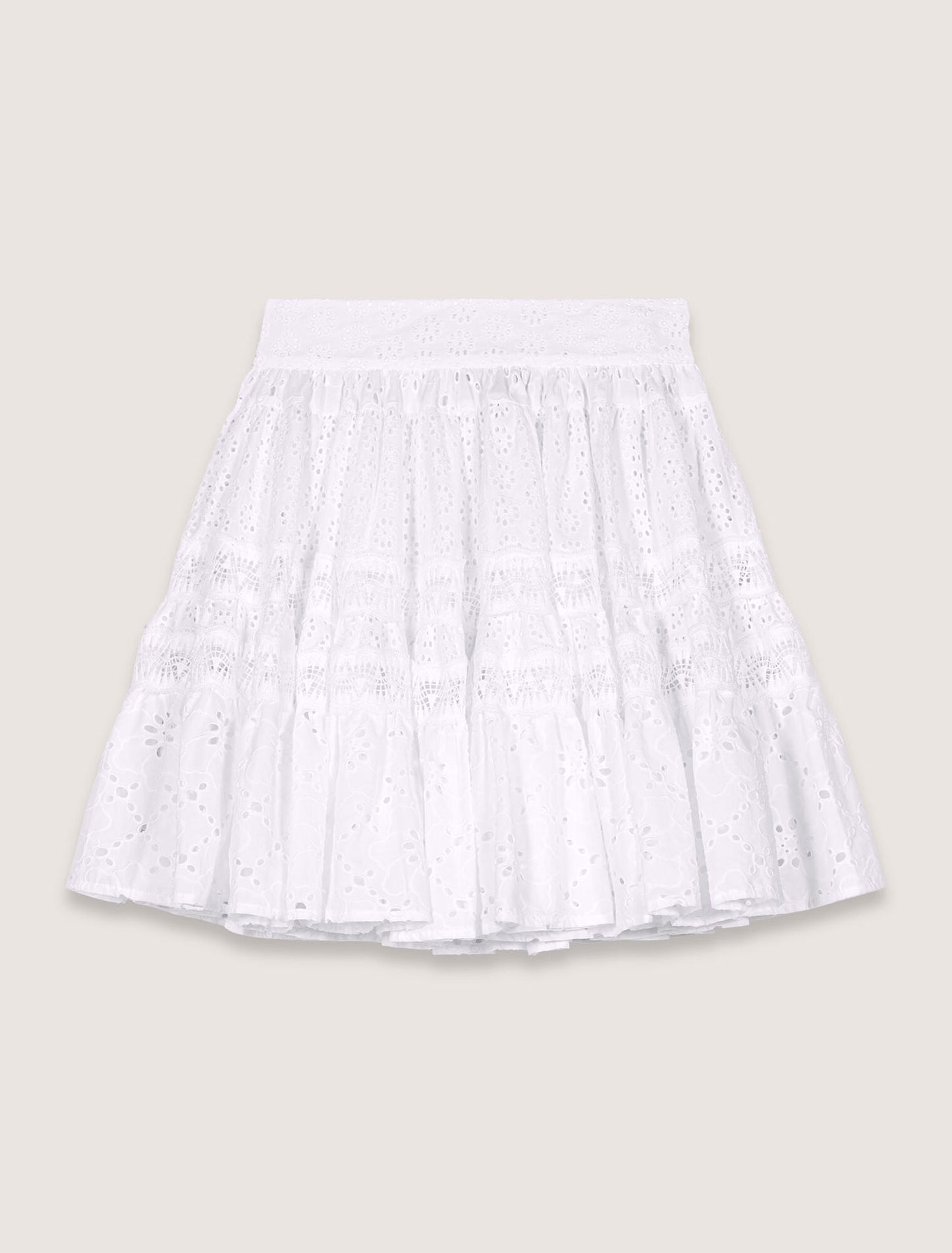 White-Short embroidered skirt