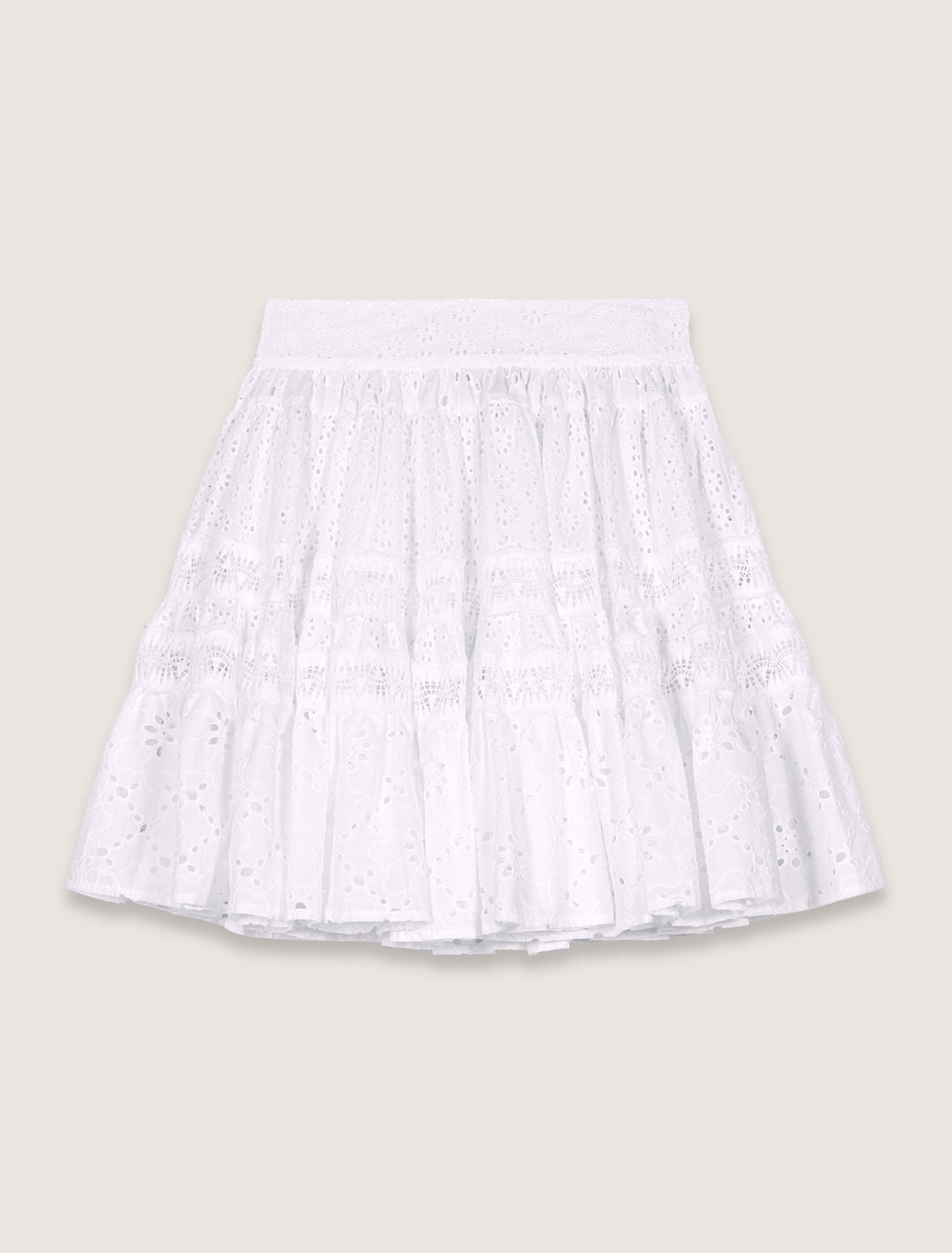 White-Short embroidered skirt