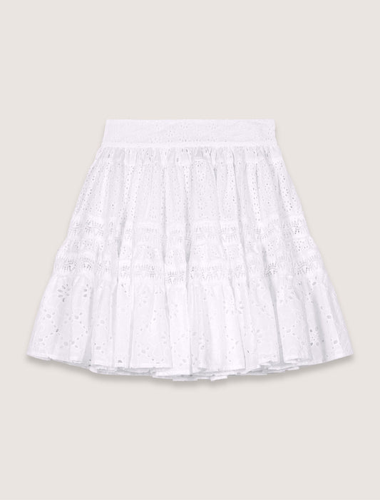 White-Short embroidered skirt