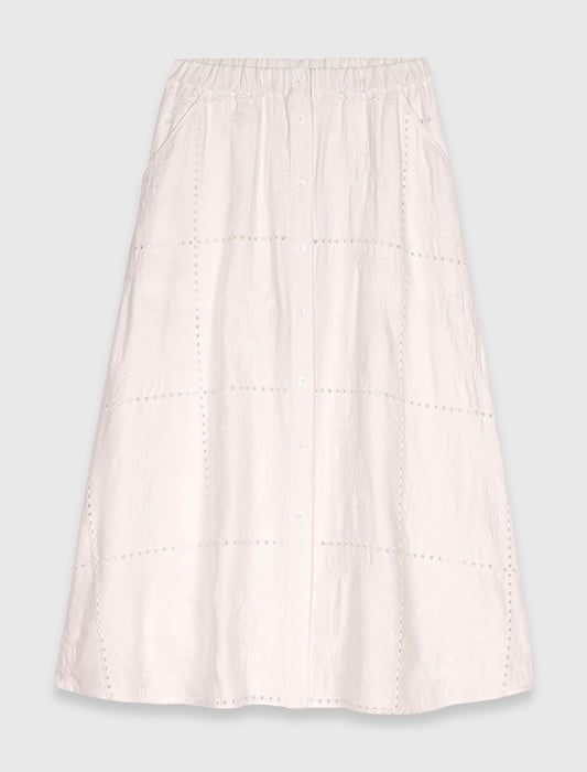 Embroidered midi skirt