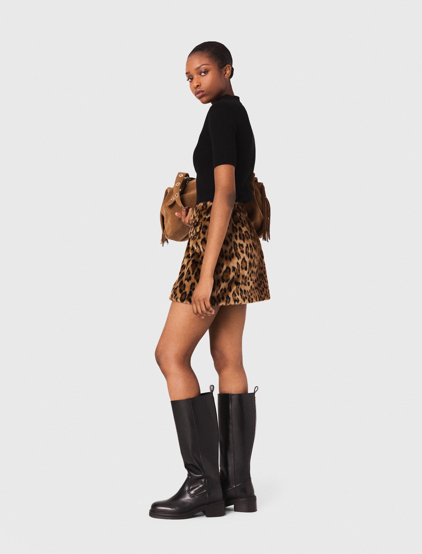 Leopard faux fur miniskirt Big Leopard Print