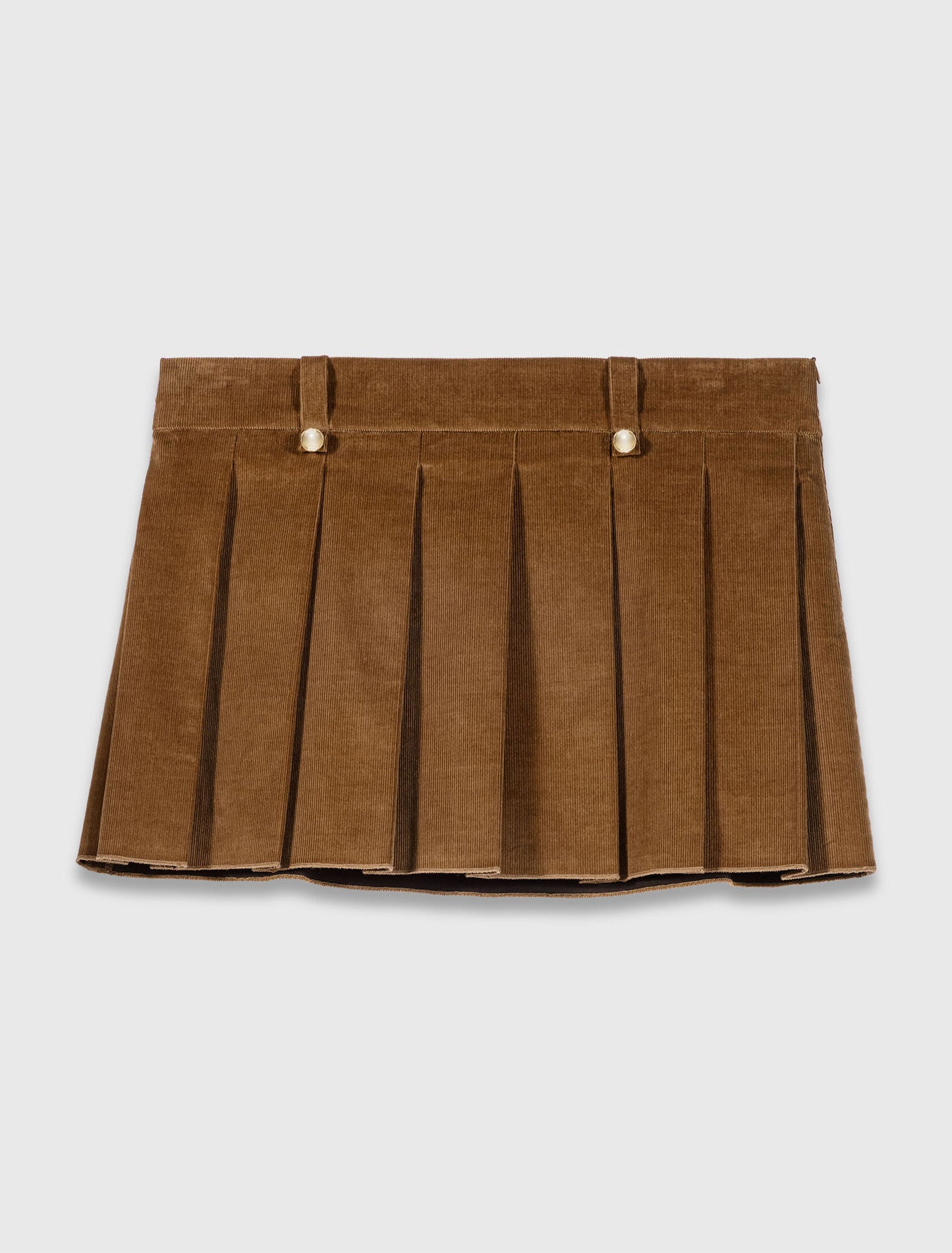 Pleated corduroy mini skirt Camel