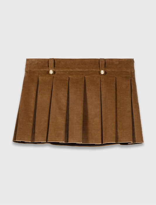 Pleated corduroy mini skirt Camel