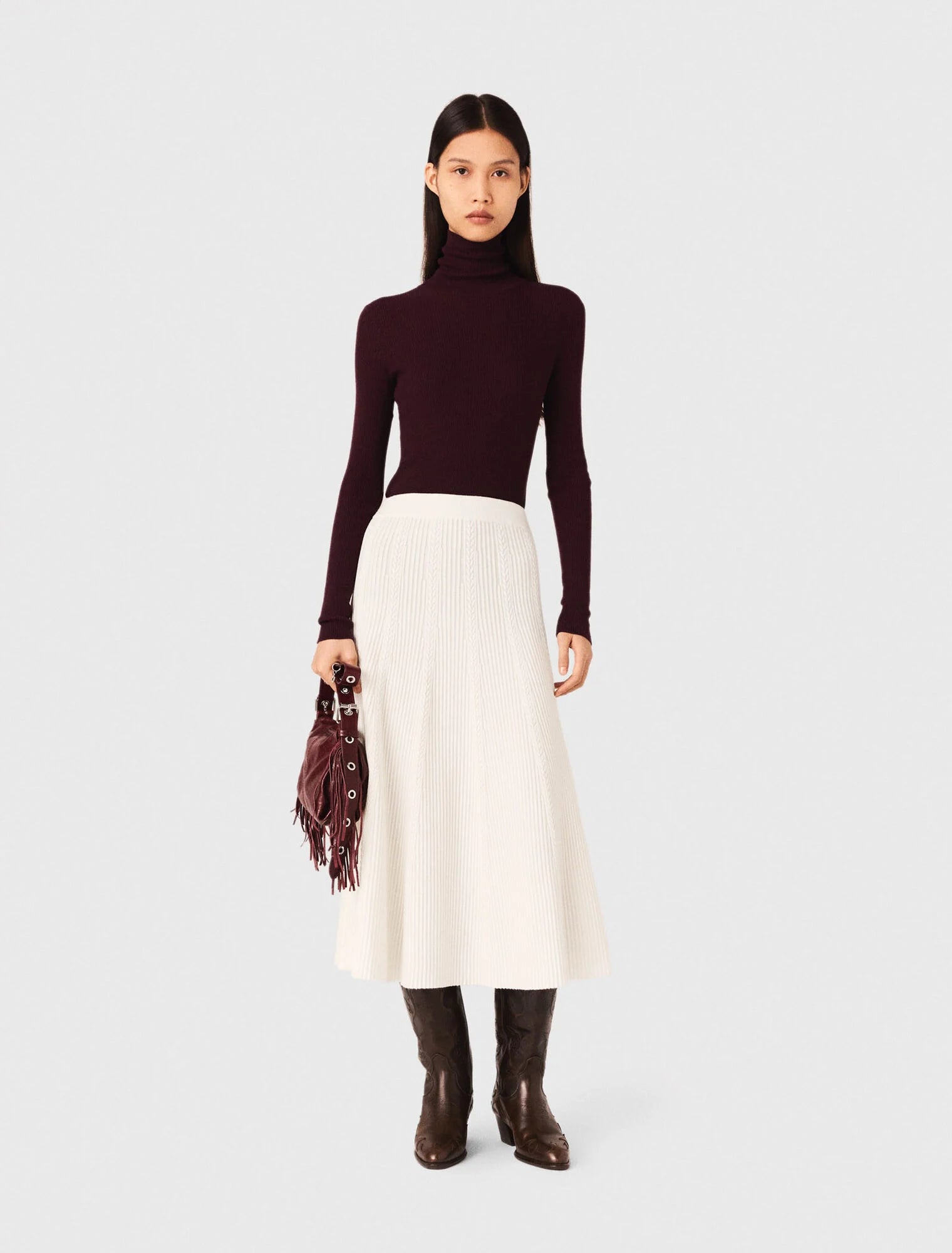 Long knit skirt Ecru