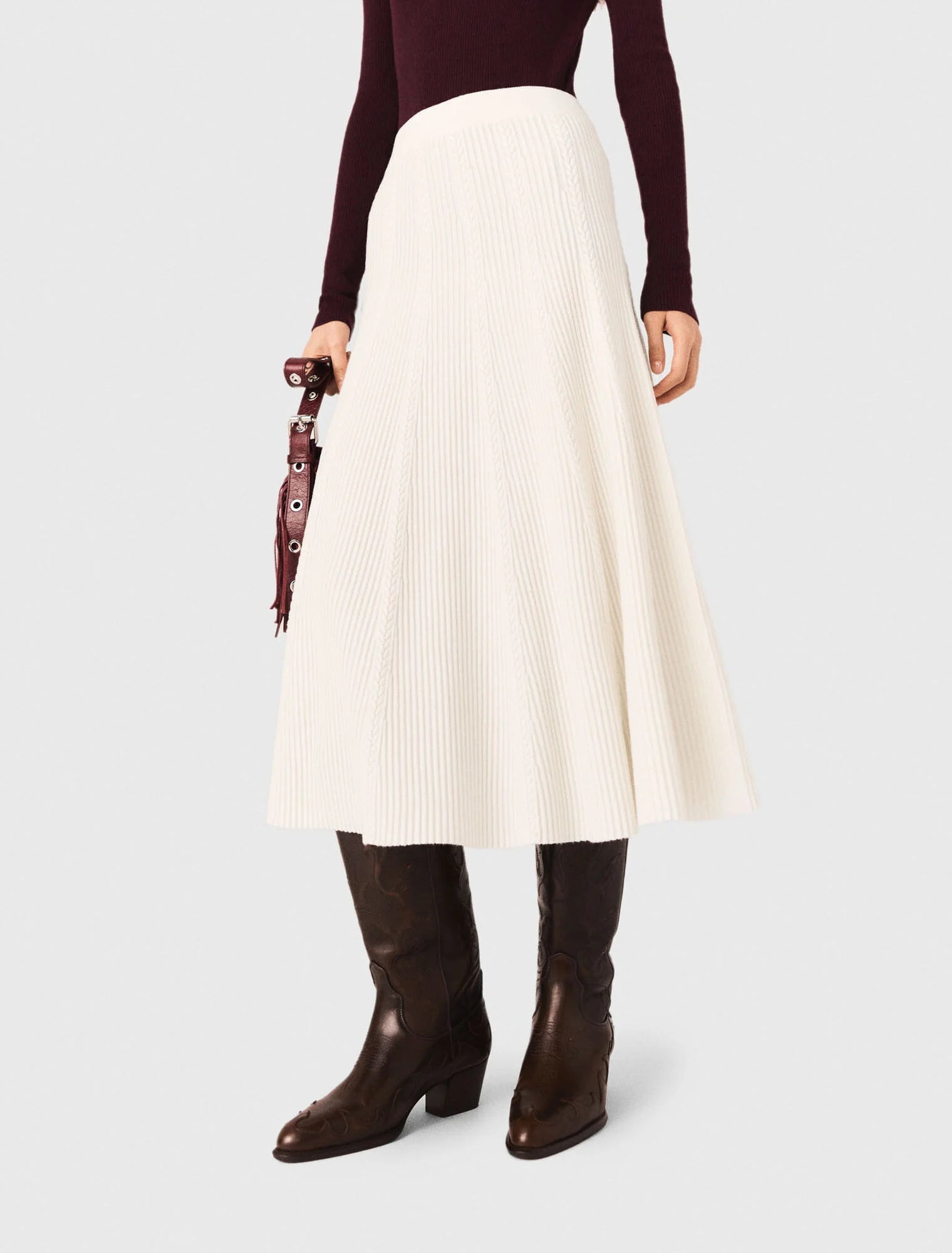 Long knit skirt Ecru
