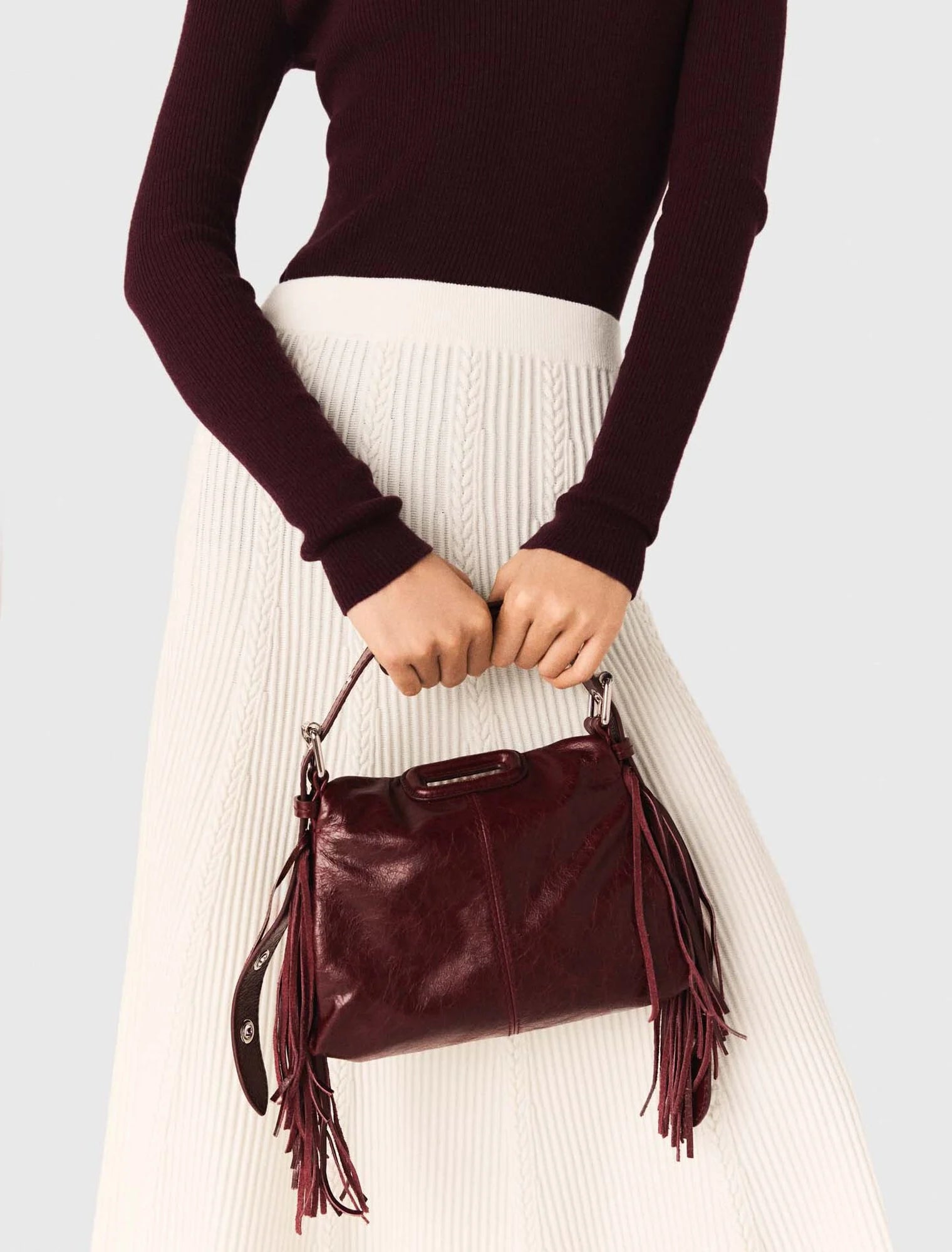 Long knit skirt Ecru