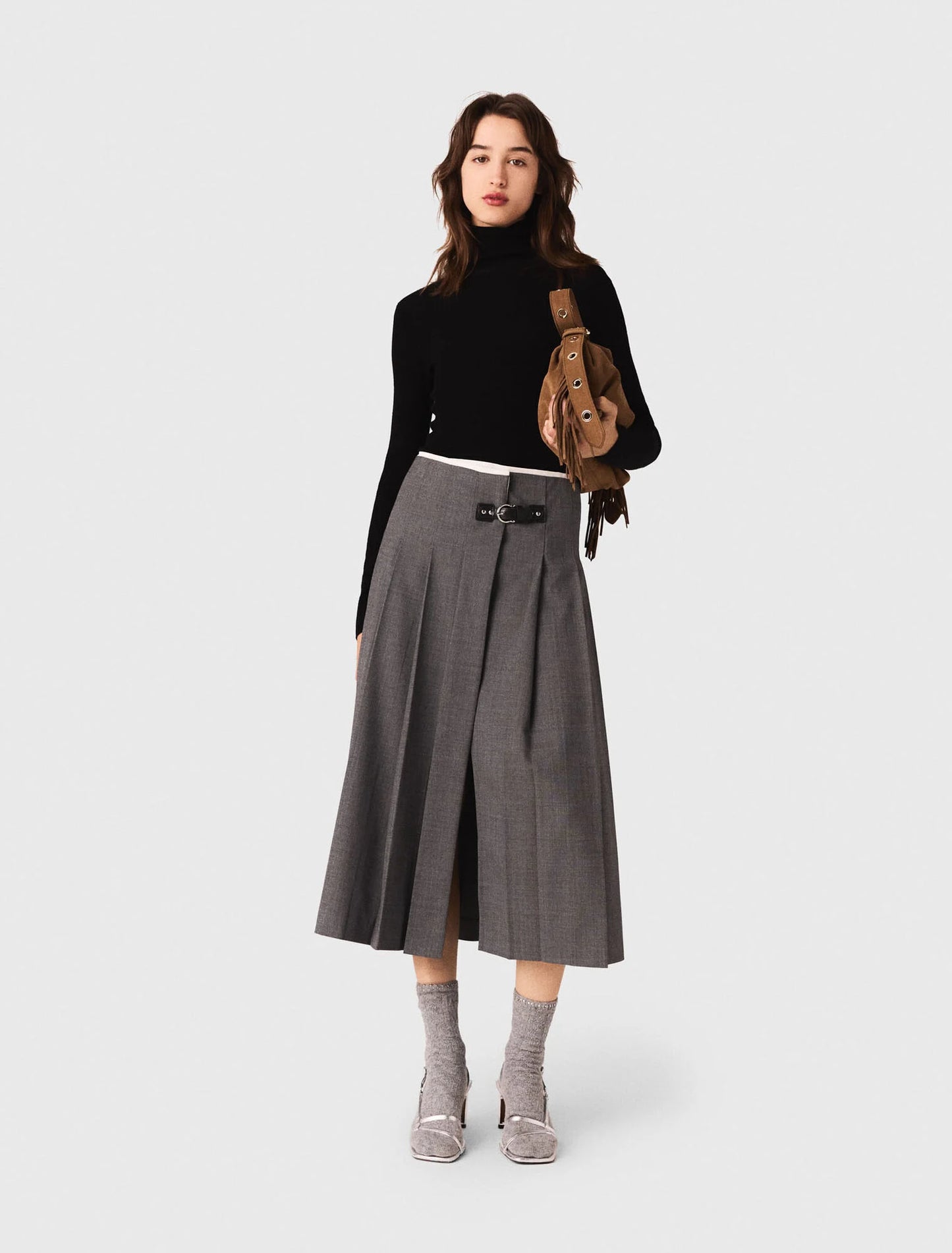 Long pleated skirt Grey